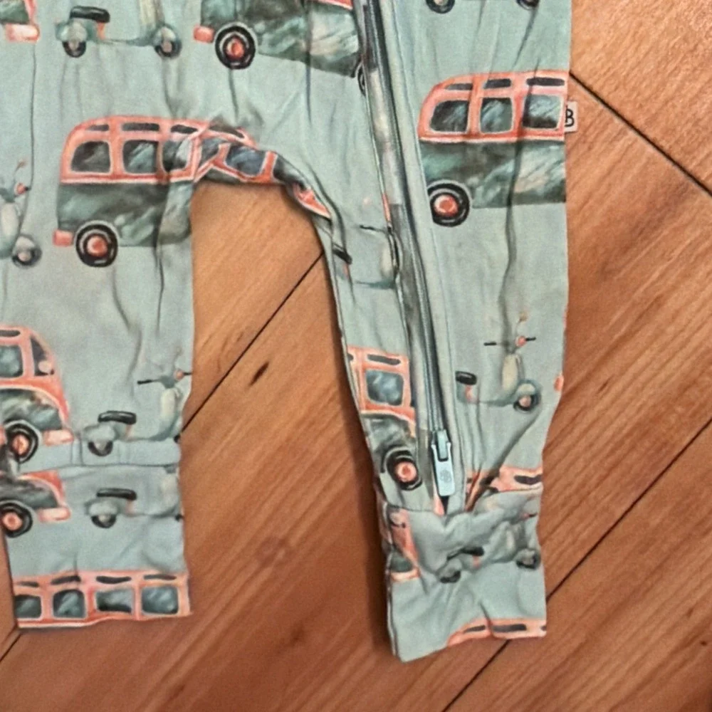 Little Bum Bums Baby Boys 3-6 Months Vw Moped Sleeper Pajamas Romper EUC